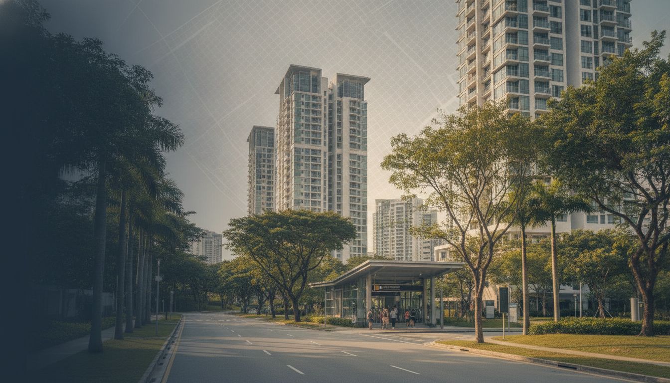 Lentor neighbourhood view with modern residences, greenery and MRT connection